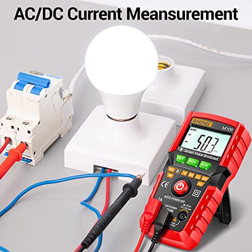Aneng Pocket Multimeter Voice Broadcast Electrical Tester 4000Counts Ohm Meter For Ac/Dc Voltage,Current,Ncv,Resistance,Continuity,Capacitance,Diodes,Temperature Meansurement,Volt Meter For Automotive #TOP6