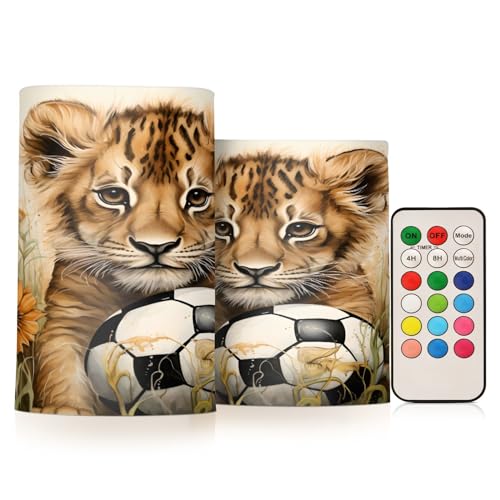ALAZA Lion (16) Flickering Flameless Candles Battery Operated with Remote Timer,Tea Light Candles LED Pillar Votive Candles Set of 2 for Outdoor Indoor Decorations
