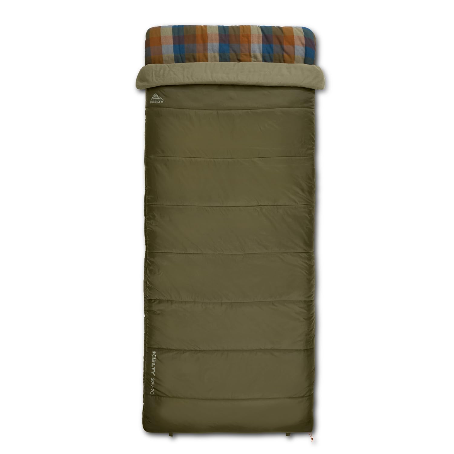Kelty Wayback Flannel Lined Sleeping Bag Built in Blanket Traditional Rectangle Shape Organic Flannel Cotton Liner Dual Locking
