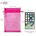 HRX Package Hot Pink Organza Bags 100pcs, 4 x 6 inch Mesh Drawstring Gift Bags Jewelry Pouches Small Sachet for Christmas Candy Party Favor