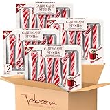 Peppermint Candy Cane Spoons Bulk - Pack of 48 Dye-Free Individually Wrapped Christmas Peppermint Flavored Hot Chocolate Spoons - Festive Holiday Treats for Stirring, Gifts & Stocking Stuffers