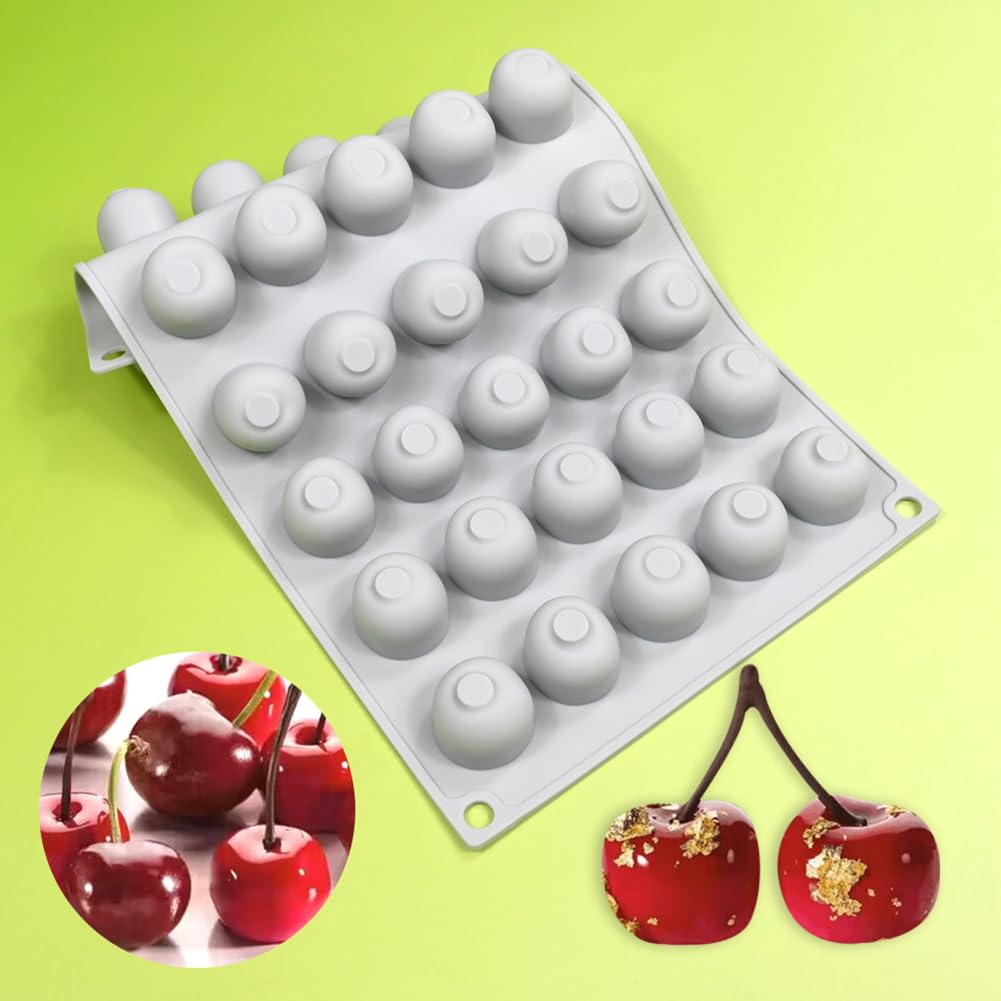 Silikonformen in Kirschform zum Backen von Mousse, Kuchen, 3D-Silikon-Backform für Süßigkeiten, Gebäck, Schokolade, Trüffel, Cupcakes, Gelee, Kekse, Pudding, Kuchendekoration, 1, Grau