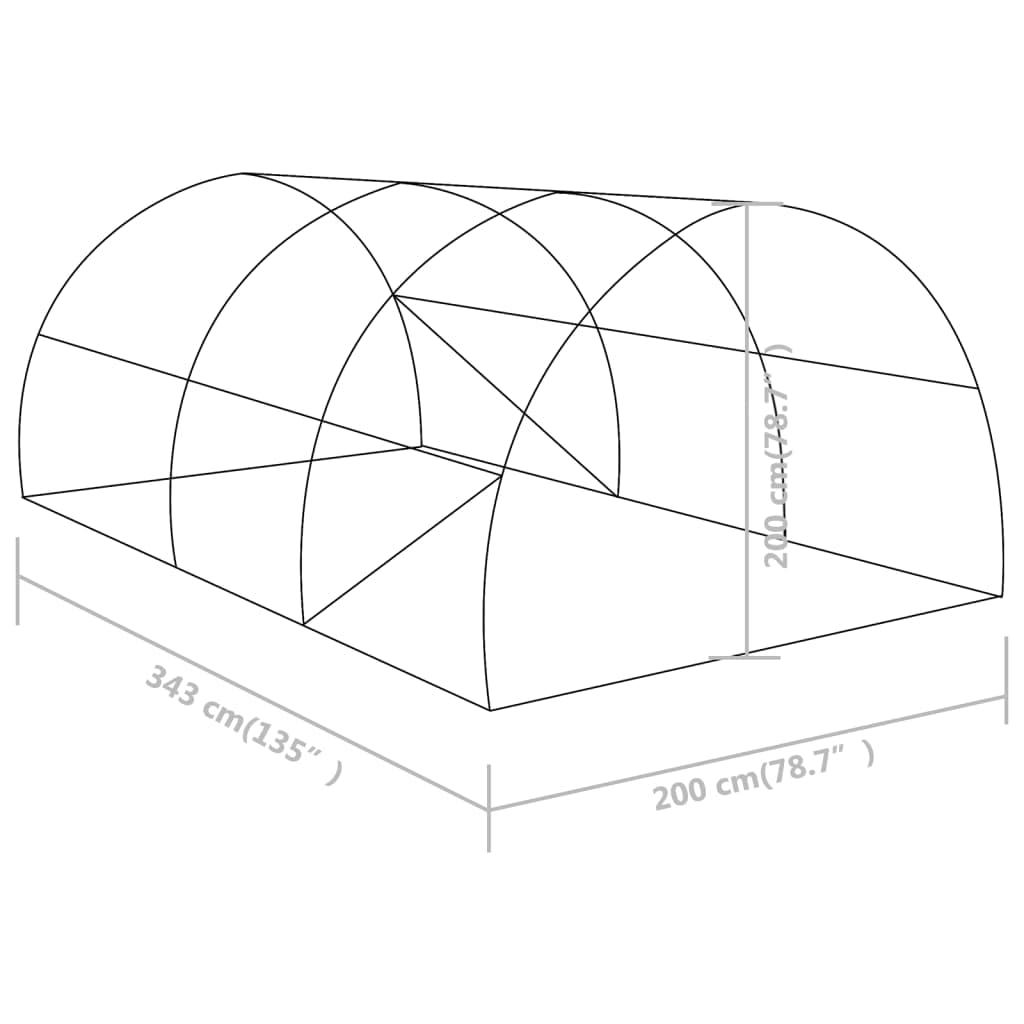 vidaXL Serra Vivaio Orto Giardinaggio Riparo per Piante Frutteto Domestico Aiuola Arredo Struttura Tunnel Giardino in Acciaio 3,43x2x2 m