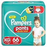 Fralda Pampers Pants Ajuste Total Tamanho XG, Fácil de Vestir, 66 Unidades