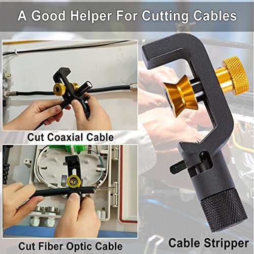 Image of 8-28MM Wire Stripper, FTTH Armored Fiber Optic Cable Stripper, Coaxial Mid Span Cable Stripper, Radial Cutter, Slitting Tools with Adjustable Cutting Depth, 5 /16 inch to 1 1 /8 inch Diameter