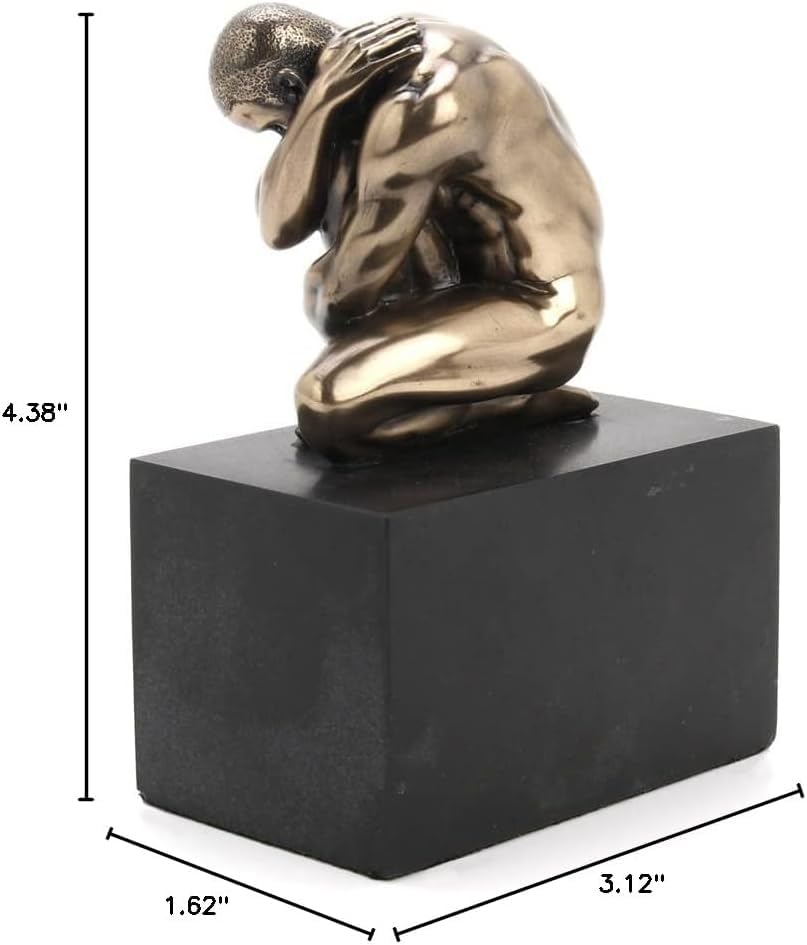 Figura Masculina Desnuda Llorando 4.38 in Estatua Decorativa miniatura 3