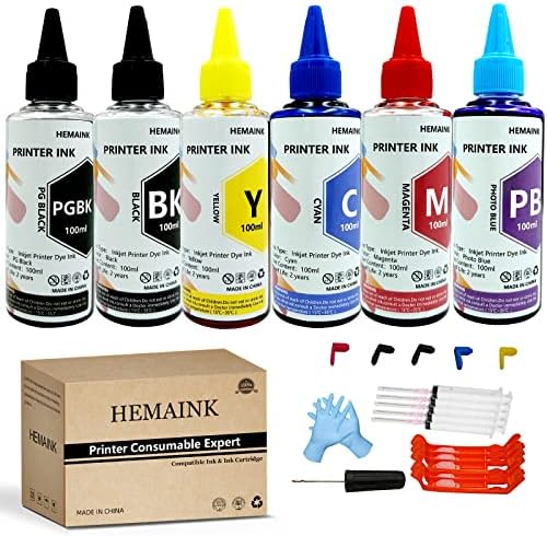HEMAINK 6 Bottles Ink and Ink Refill Tools Compatible for Canon PGI-280 CLI-281 PGI-280XXL CLI-281XXL for PIXMA TS9120 TS8120 TS8220 TS8320 Printer (PGBK,BK,C,M,Y, Photo Blue) 6 Colors