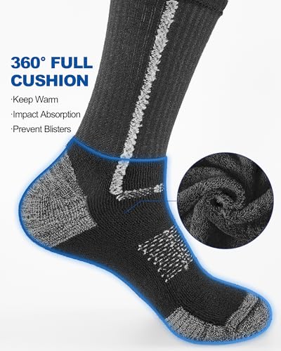 Men's Cotton Crew Work Socks,4 Pairs Cushioned Boot Socks,Moisture Wicking Athletic Socks for Hiking Sports Running3