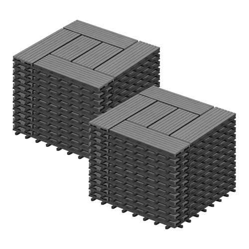 Laneetal WPC Fliesen 22er Set für 2 m², Balkonfliesen 30x30 cm,...