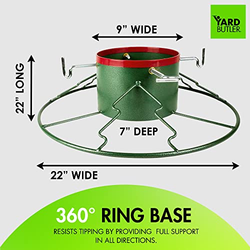 Yard Butler Santa\'s Helper - Easy to Use & Assemble Christmas Tree Stand - Durable & Sturdy Stand Made with Anti-Rust Steel - Beautiful Addition to Holiday Decor - 6\' to 11\' Trees - Green