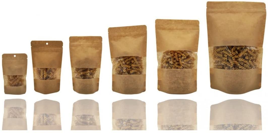 Jamo Solutions | 1pc, Sample Pack | Kraft Paper Window Stand Up Sealable Pouch with Zip Lock