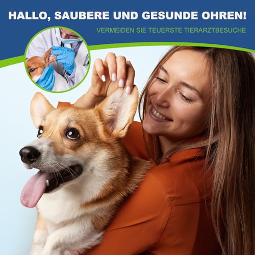 BALORIZ Ohrenreinigung für Hunde, Finger-Ohrenreinigung für Hunde und Katzen, entfernen sanft Ohrenschmalz, beruhigen und desodorieren, lindern Ohrenjucken, Haustierbedarf, 60er-Pack
