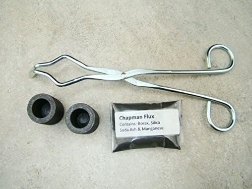 2-Crisoles y Pinza de grafito+Chapman Flux-Gold Recovery-Melting-Silver - Kit de fundición