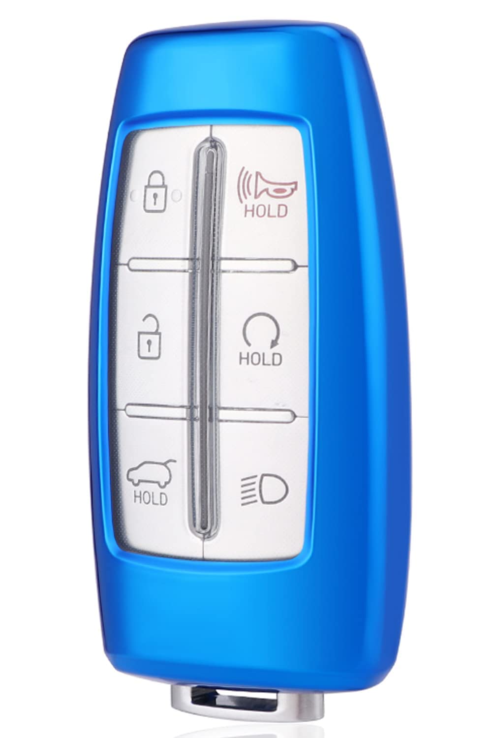 Horande Funda protectora de TPU suave para llave de Hyundai Genesis G70 GV70 G80 G90 GV70 GV80 GV90 Smart Keyless Entrada Llavero (azul)