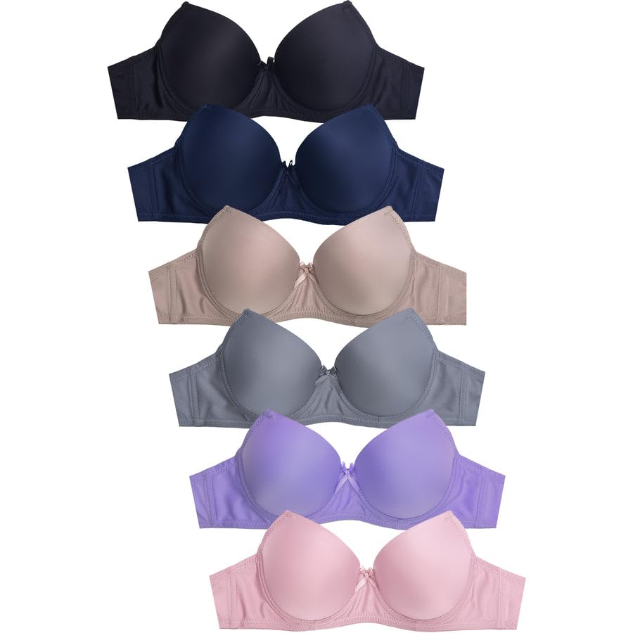 Image of Mamia Women's Basic Plain Bras, Pack of 6