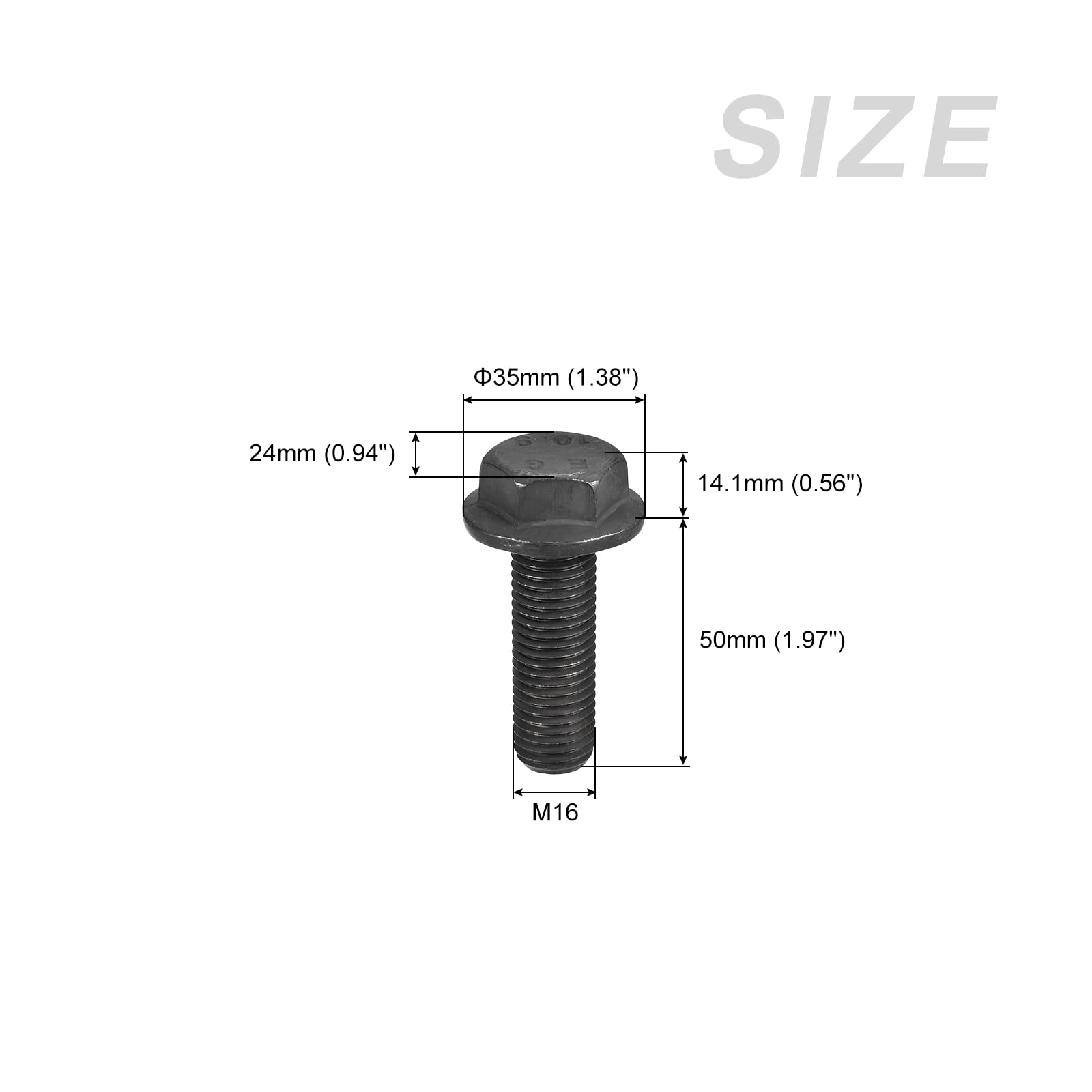 METALLIXITY Flanged Hex Head Bolts (M16x50mm) 2pcs, Hexagon Bolt Fully Thread Screw - for House Construction Hardware Fasteners - Image 2
