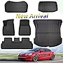 DrCarNow® for Tesla Model 3 Floor Mats 2023 2022 2021 for Model 3 Trunk Mat, All Weather Protection Waterproof Frunk Cargo Mat Floor Liners Accessories Full Complete Set