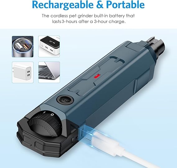 6-Speed Rechargeable Dog Nail Grinder, Quiet, Painless & Powerful Pet Nail Trimmer for Large Medium & Small Dogs - Image 4