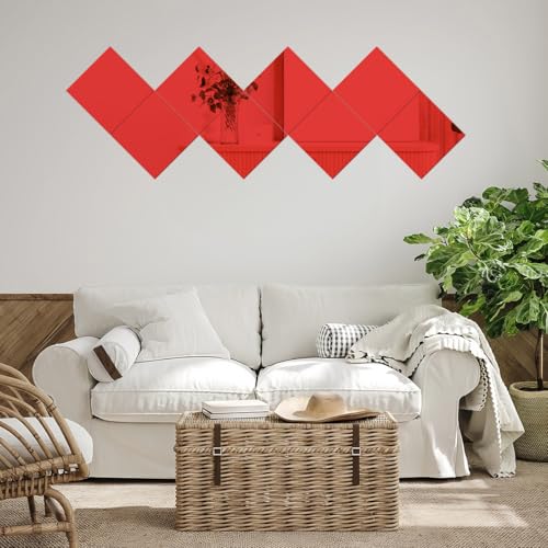 Image of 2 Pcs 12 x16 Inch Red Acrylic Mirror Sheet, 1 /8 Inch Thick Opaque Glossy Mirror, Plexiglass Mirror Sheets with Protective Film, Rigid Mirror Acrylic Sheets for Sawing, DIY, Laser Cutting and Engraving