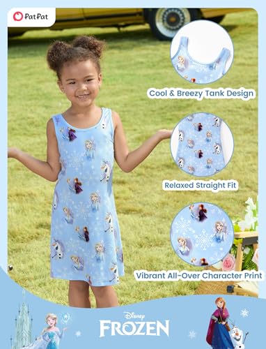 Image of Disney Stitch Princess Frozen Elsa Minnie Mouse Girls Tank Dress Sleeveless A-Line Sundress Summer Beach Clothes 2-9 Years