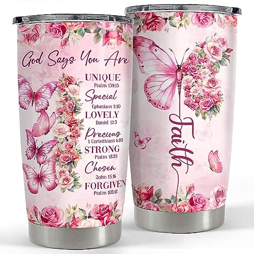 SANDJEST Inspirational Gifts for Women Gods Say You Are Tumbler 20oz Stainless Steel Insulated Coffe...