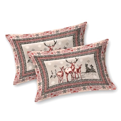 Image of 240 TC 100% Cotton Bedsheet for Double Bed King Size with 2 Pillow Covers | Breathable & Super Soft Rajasthani Sanganeri Jaipuri Printed Bed Sheet -108 * 108 Inches (Deer 3)