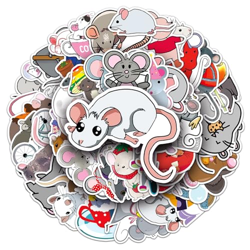 50 Pcs Cute Mouse Stickers 1.96-3.15inch Cartoon Animal Decorative Stickers Self-Adhesive for Scrapbooking Kids Room Decoration Cute Theme Setup(Mouse)