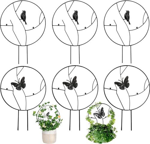 6 Stück Rankgitter für Pflanzen, Kleines Metallgitter für Topfpflanzen Rankgitter aus Metall für Kletterpflanzen Rankhilfe Rankdraht Rankgitter mit Schmetterling Vogel für Innen- und Außenbereich