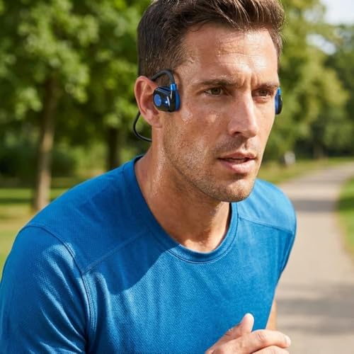 Image of Drumstone Open Ear Headset Wireless Bone Conduction Headphones Sports Earphones Running Cycling Workout Gym Exercise Bluetooth Connectivity Sweatproof Lightweight Comfortable Secure Fit Hands Free Set