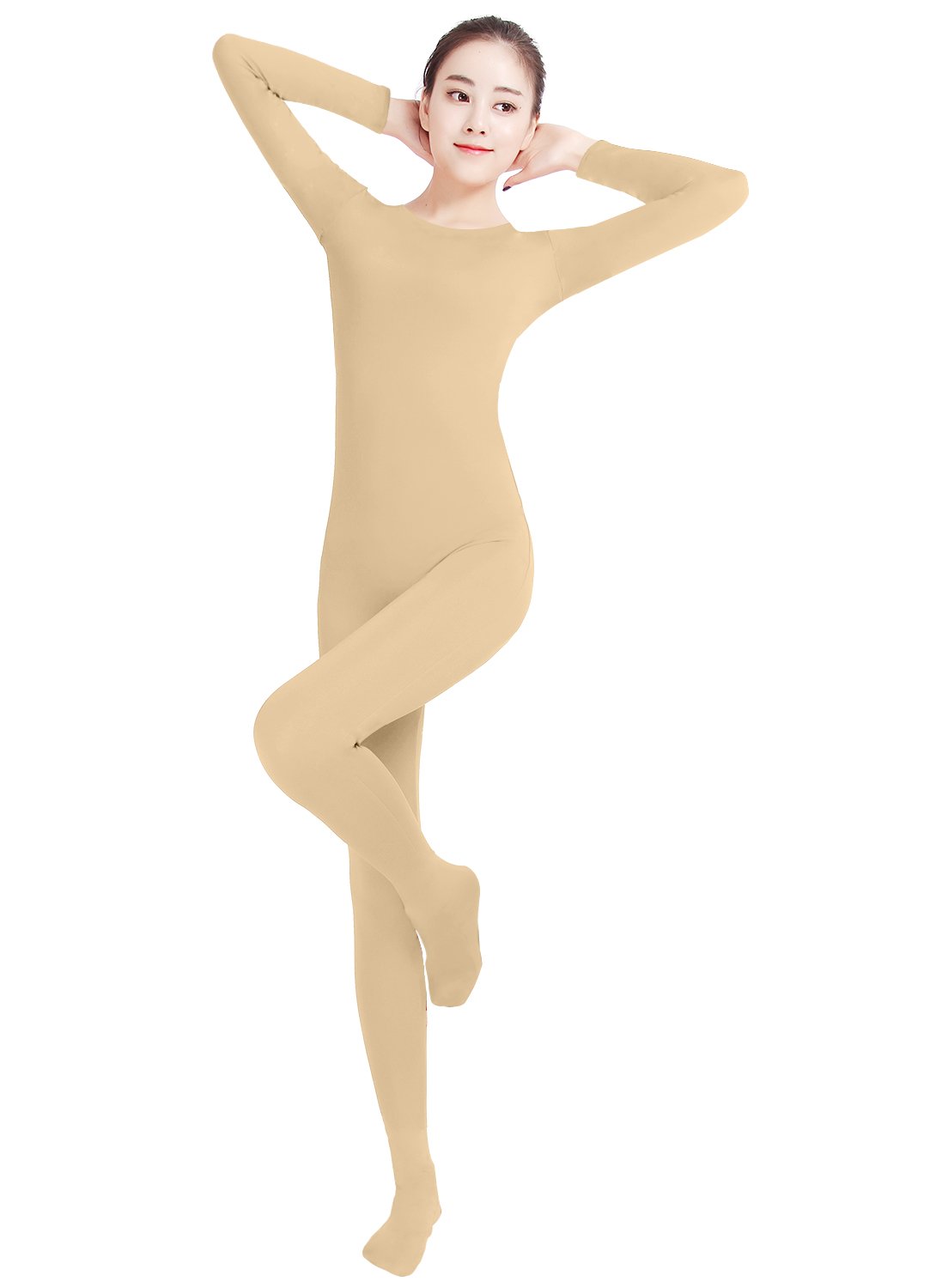 lucky baby store Girl's Women's Well-fit Lycra Spandex One Piece Unitard Full Bodysuit Zentai Bodysuit (L, nude)