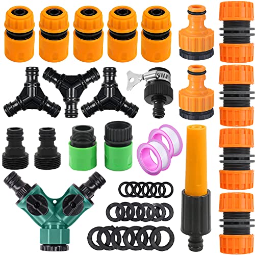 Miyobing Garden Hose Pipe Connector Kit 23 Pack: Hoses Nozzle,Hose Repair Connector,Quick Connect,Y Splitter,Male Threaded Adapter,Male&Female Connectors,2 Way Tap Fittings,Multi Faucet Connectors,etc