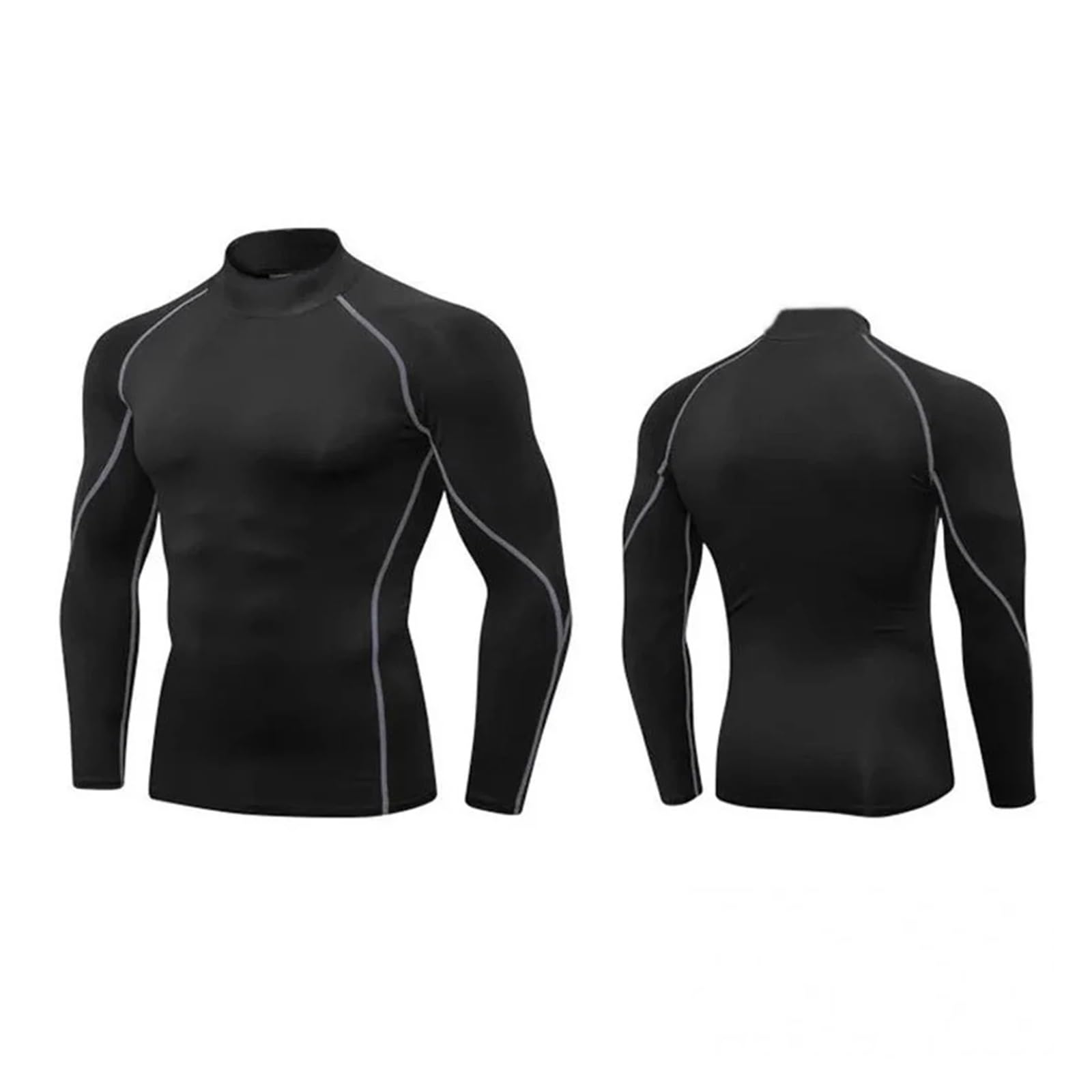 Camiseta Ajustada Deportiva de Manga Larga compresión Secado rápido con Cuello Alto for Hombre, Informal for Correr