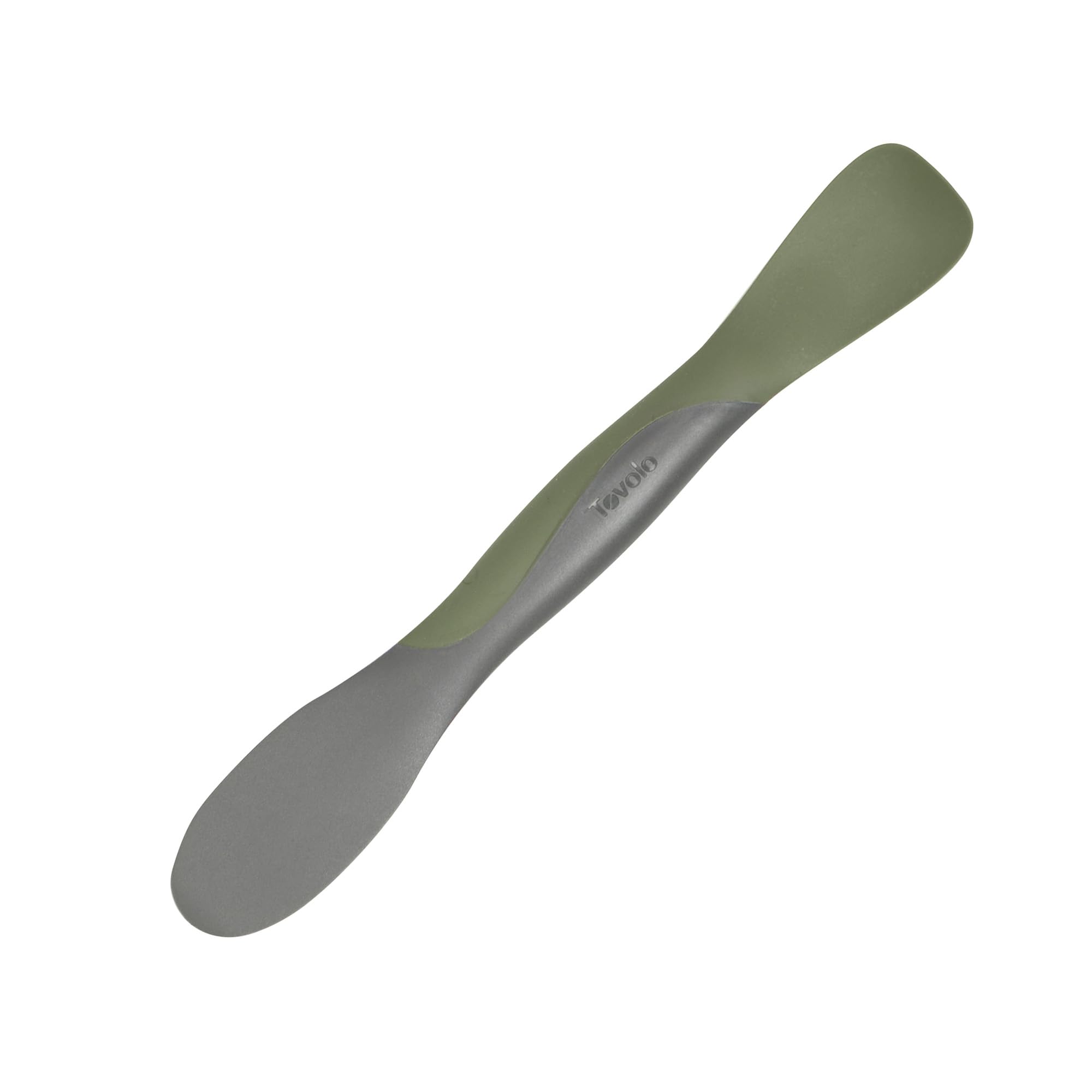 Tovolo Mini Scoop and Spread Tool for Kitchen Meal Prep Small Sandwich Spreader Spatula for Peanut Butter Jelly, Silicone BPA Free Dishwasher Safe Scooper Spreader, Thyme Green and Charcoal Gray