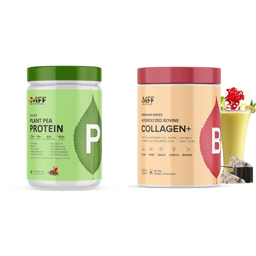 MyFitFuel Clean Plant Pea Protein Isolate (27.4g Protein, 4.9g BCAA, 10.6g EAA) |Easy to Digest | | MyFitFuel Hydrolyzed Bovine Collagen (500gm, Unflavored) with Biotin, Hyaluronic Acid, Zinc, Vitam-image-27