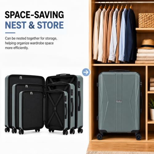 20/24/28 Inch Hardshell Suitcase Set, ABS Luggage Set with TSA Lock 5 Piece by CONCEPTEN - Used condition - Image 6