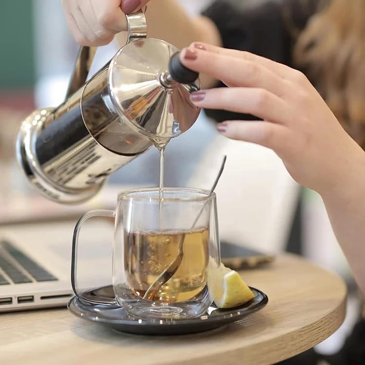 Odi Home 2 Adet Çift Cidarlı Cam Kupa Bardak 250 ml Çift Camlı Bardak Kupa Double Walled Glass