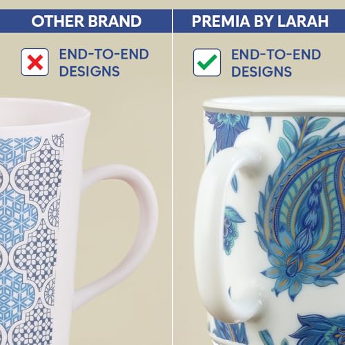 Image of Larah by BOROSIL 180ml x 6pc Opalware New Iris Tea /Coffee Mug Set, Microwave & Dishwasher Safe Embossed Design Crockery Set Ideal for Daily Use & Gifting