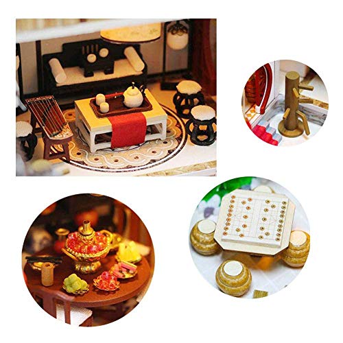 Chinesisches Klassisches Design Miniaturhaus DIY Simulation Gebäudemodell Handmontiertes Puppenhaus-Kit/Musikbewegung… – Bild 7