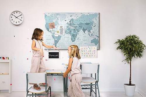 Tableau liège 120x80 horizontal avec carte du monde colorée pour bureau