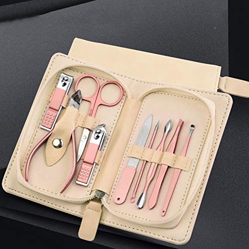 Zestaw obcinaczy do paznokci – 9 szt. profesjonalnych obcinaczy do paznokci, nożyczek, pęsety, łyżeczki do uszu, wielofunkcyjny zestaw do manicure z torbą do przechowywania urody i zdobienia paznokci