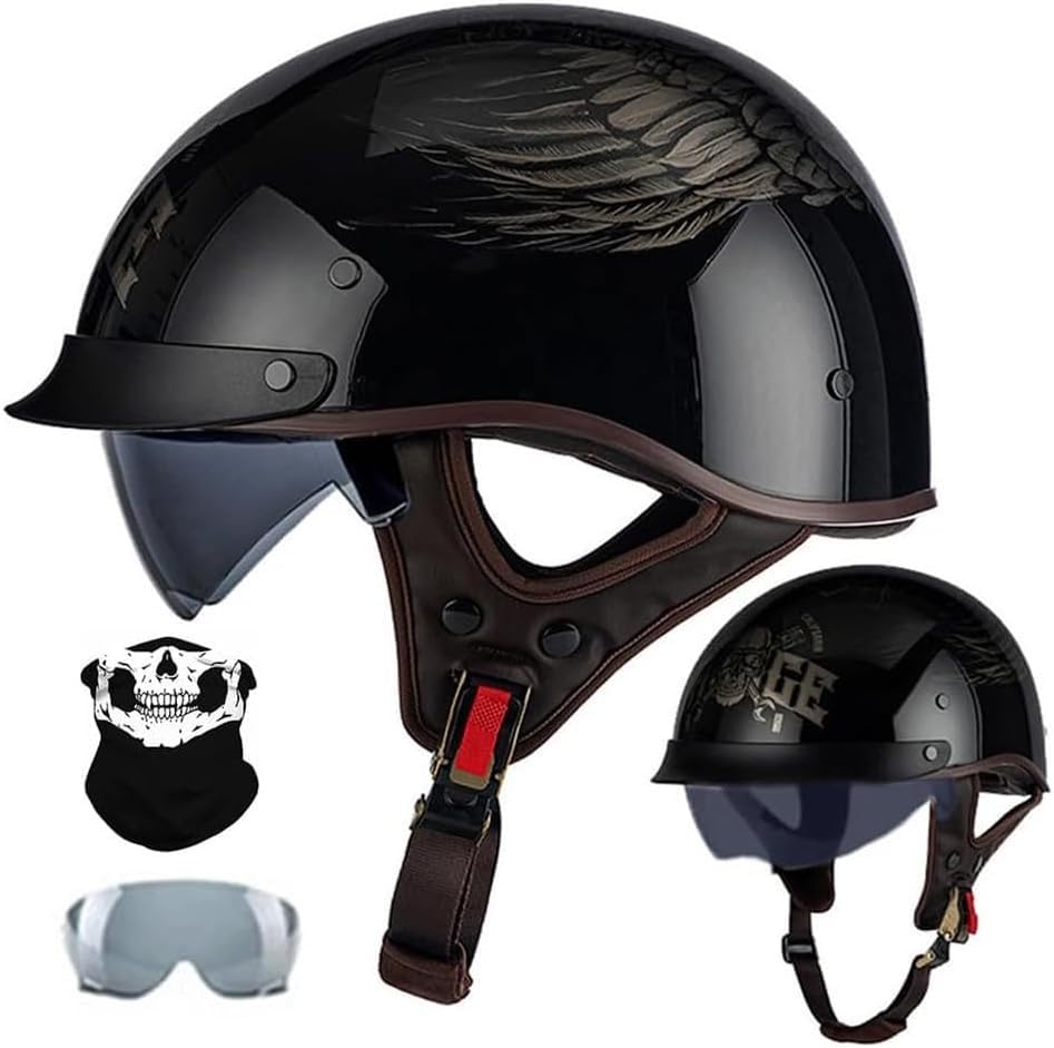 Casque Jet Demi-Coque pour cruiser et scooter en ville rétro
