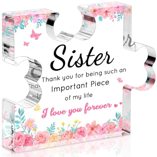 Sister Birthday Gifts from Sister, Big Sister Gift - Acrylic Puzzle Piece Plaque 4.7 × 3.8 × 0.6 inch, Sister Gifts from Sister, Sister in Law Gifts, Best Sister Ever Gift