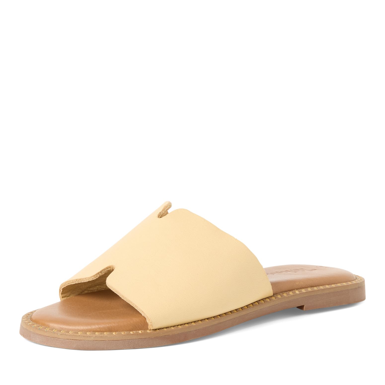 Tamaris Women's leather mules flat yellow 7.5 UK