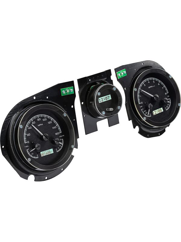 Dakota Digital VHX-69C-CVL-K-W Compatible with 1969 Chevy Chevelle El Camino Analog Dash Gauge System Black Alloy White Backlighting