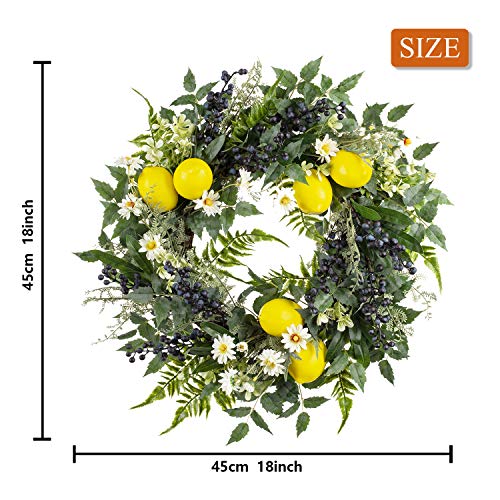 image for WANNA-CUL 18 Inch Spring Farmhouse Fruit Wreath with Artificial Lemons