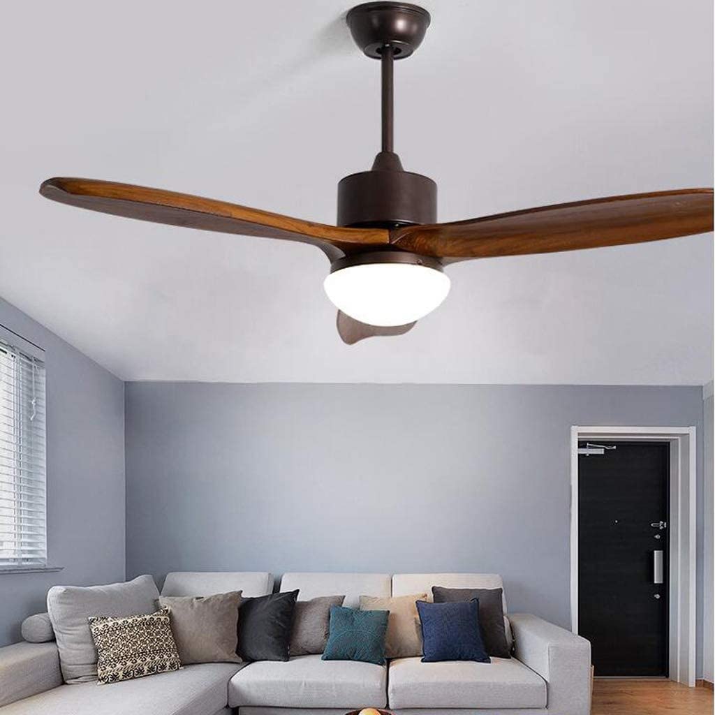 Wentylator Sufitowy Z Lampą Wentylator Sufitowy Light Wood Leaf Nowoczesny Metalowy Wentylator Sufitowy Light Living Room Mute Retro LED Remote Control Fan Light Lampy Sufitowe Z Wiatrakiem(52in)