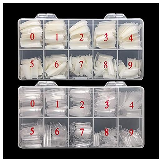 1000PCS Half Cover False Nails Tips, krofaue 10 Sizes Lady French Style Acrylic Artificial Tip Manicure with Box for Nail Tips Art Salons and Home DIY (Natural+Clear)