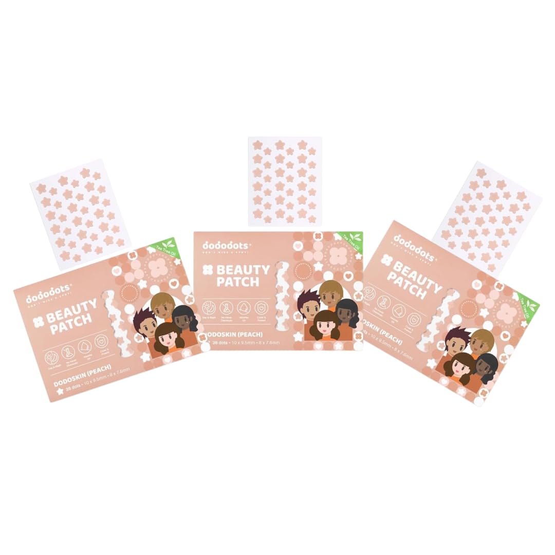 dododots Beauty Patch | DodoSkin 3 im Set Pfirsichbündel | Stern-Pickel-Patches | niedliches Hydrokolloid-Akne-Pflaster | Teebaumöl Akne-Pflaster | schnelle und einfache Behandlung von