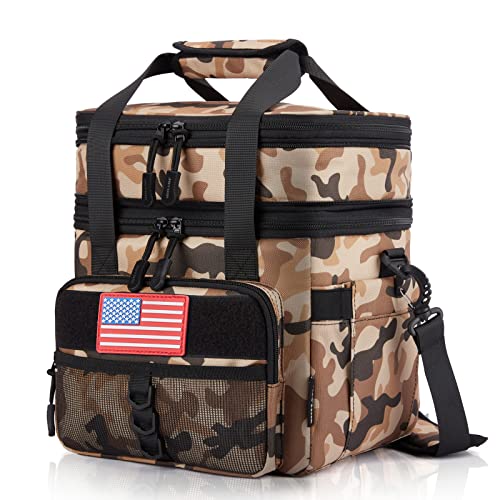 Image of JOYHILL Lunch Box for Men for Work, Camping, Picnic, Navy,18 L /24 Can | Double Deck Expandable Insulated Lunch Bag, Large Durable Cooler Bag - Tactical, Insulated, Leakproof Modern