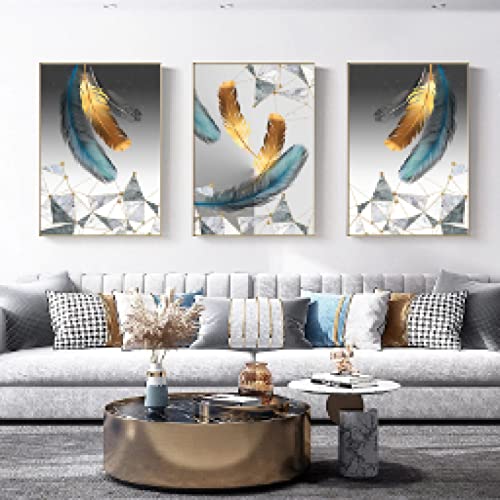 Impression sur toile plume dorée pour déco salon moderne